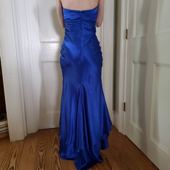 Blue strapless high low gown 1/2 - Picture 4 of 14